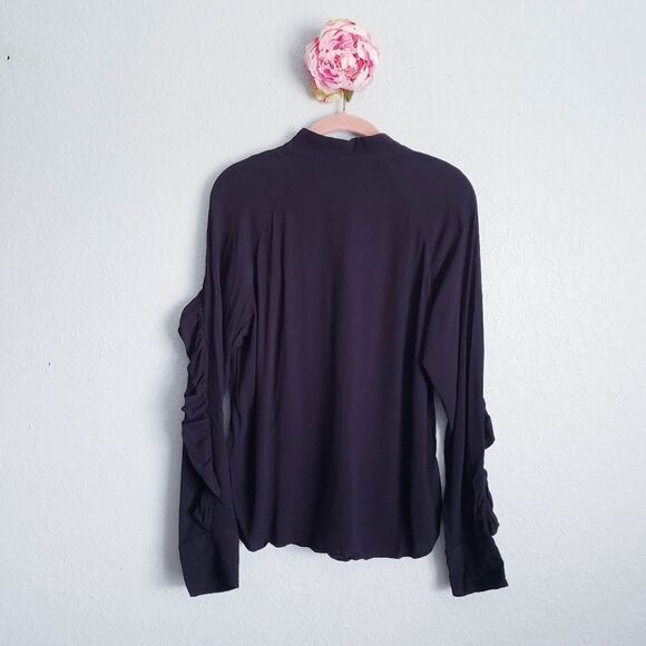 &‎ Other Stories Black Ruffle Long Sleeve Zipper Blouse - Picture 5 of 6